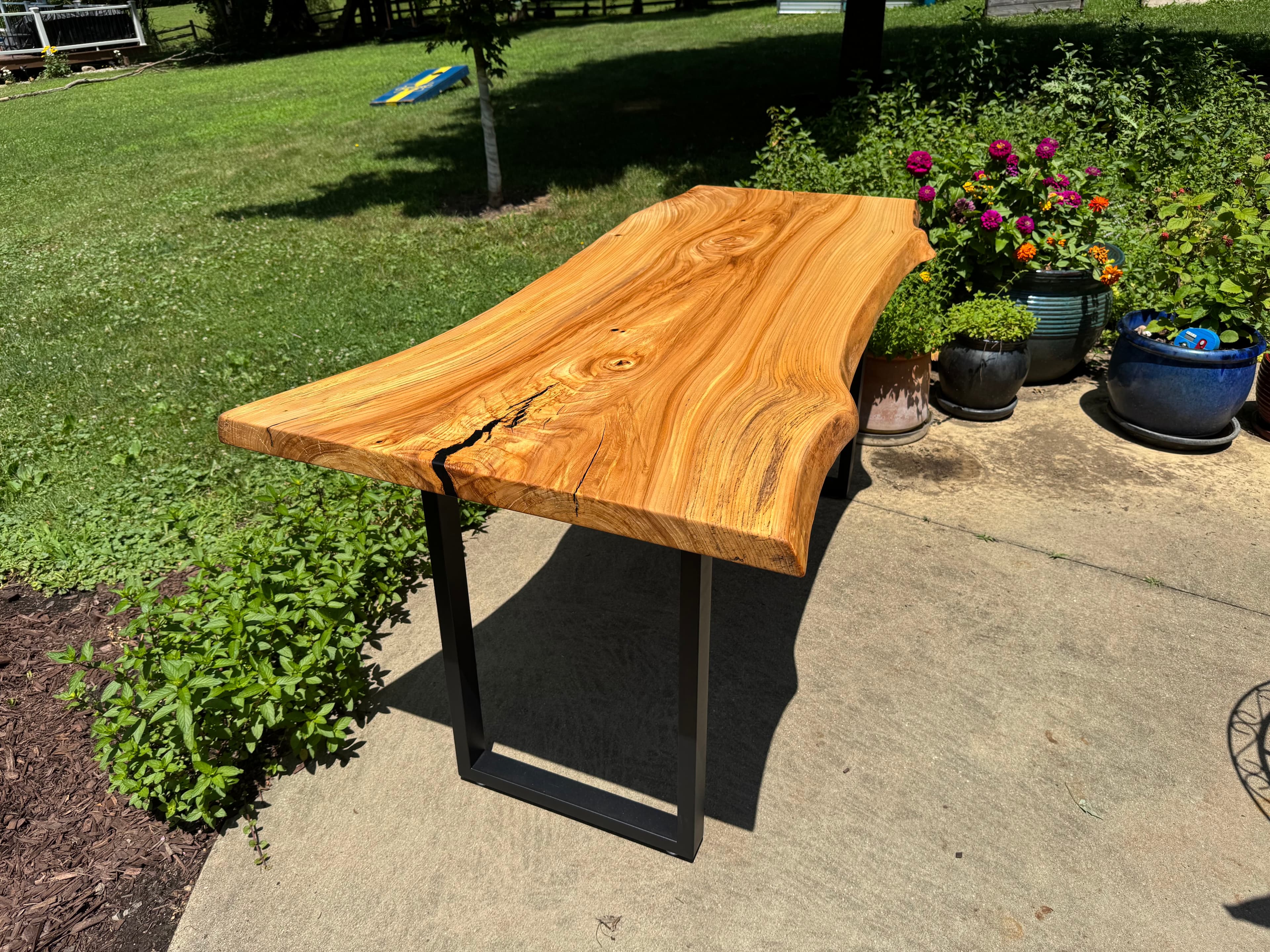 Live Edge Elm Desk — Live edge elm slab desk with natural bark edges and hand-finished surface. (photo 1 of 3)