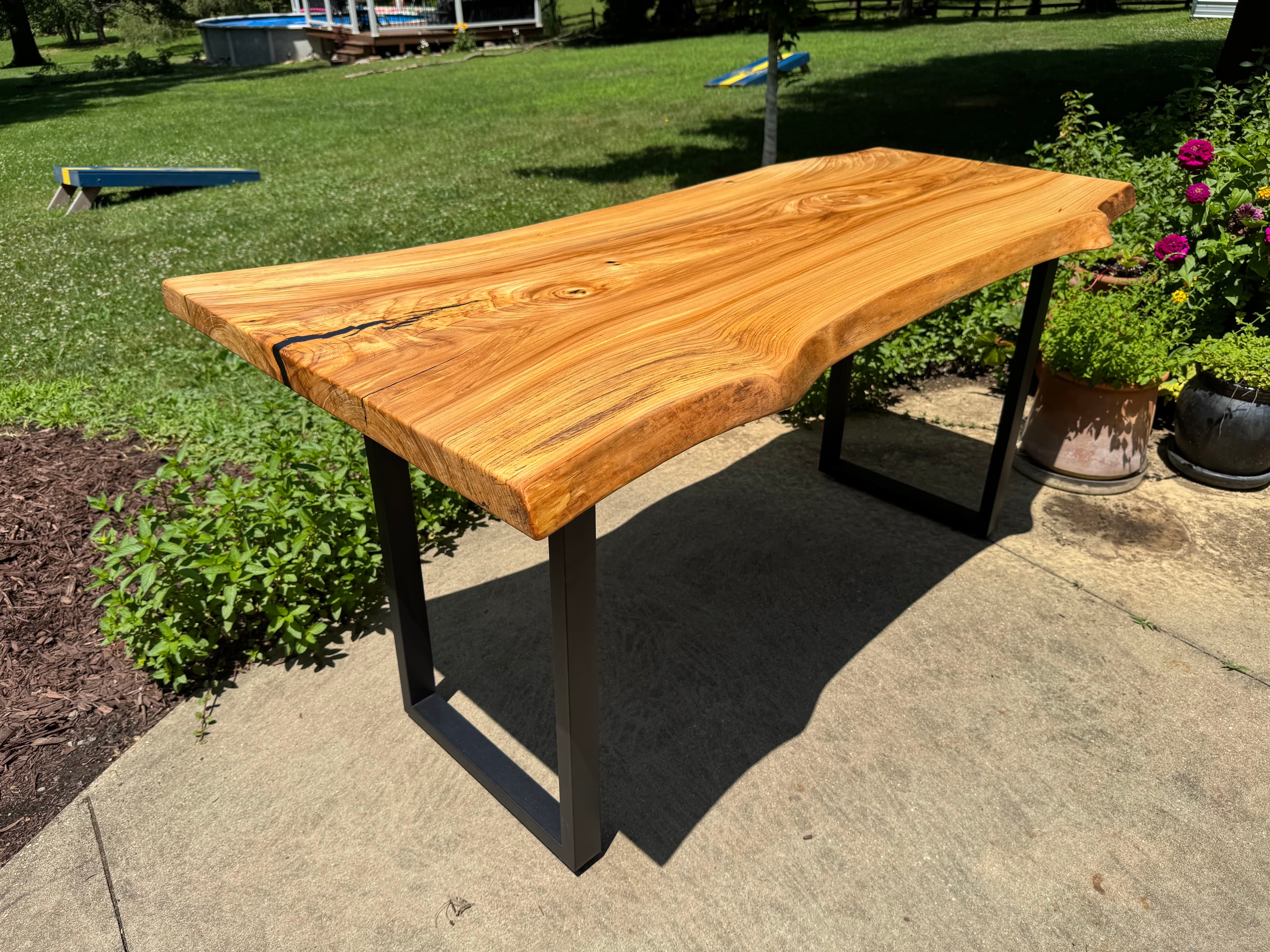 Live Edge Elm Desk — handcrafted custom wood furniture by Medina Wood & Resin (photo 1 of 2)